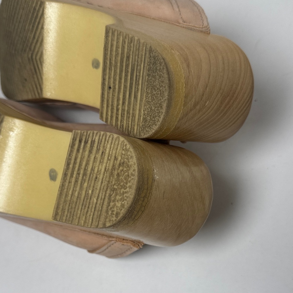 No. 6 Old School Clogs Neutral Tan Suede Mid Heel Wooden Minimal NYC Designer 41 - Picture 10 of 14